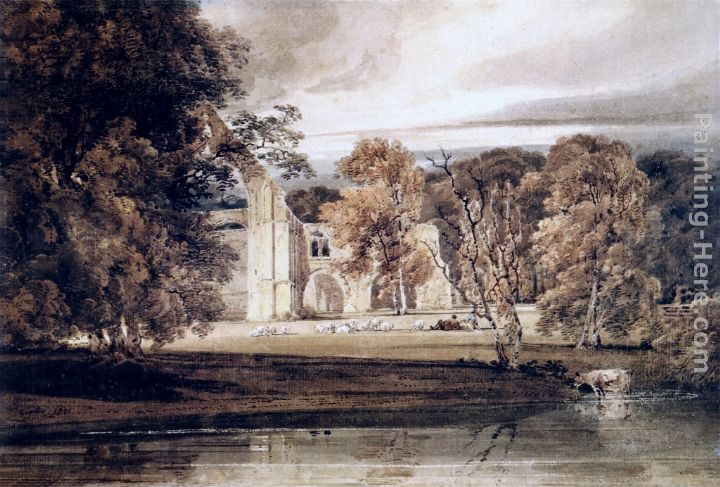 Thomas Girtin The East End of Bolton Abbey, from across the River Wharfe
